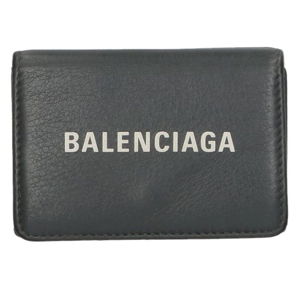 Balenciaga Leather Compact Wallet Gray